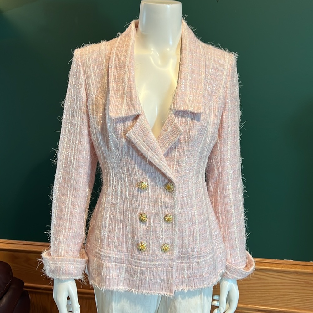 Veronik Alexandre Couture Pink Sequined Double Breasted Jacket